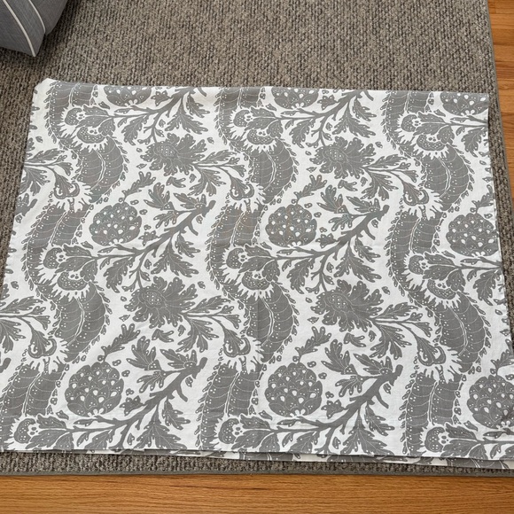 Four Pottery Barn cotton curtains panels 50x84 in gray & white Maris floral
